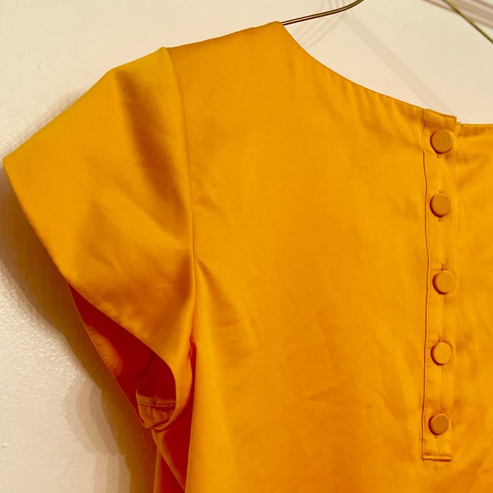 Marigold yellow Banana Republic satin blouse, medium